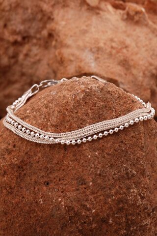 Hasır Elişi Tasarım Gümüş Bileklik 4425