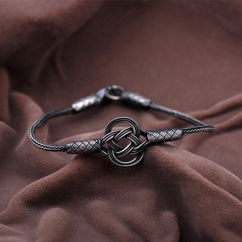 Kazaziye El Sarması  Oksitli Gümüş Bileklik 2089