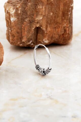 Sarma Elişi 17 Mm Gümüş Halka Erkek Küpesi 7065