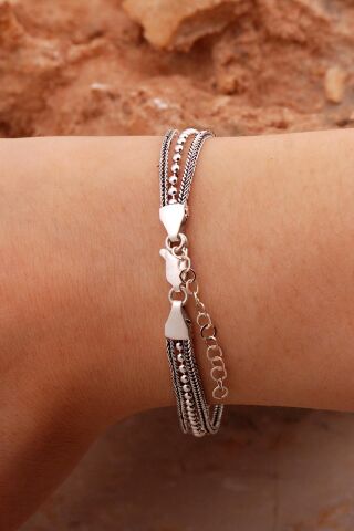 Hasır Elişi Tasarım Oksitli Gümüş Bileklik 4426