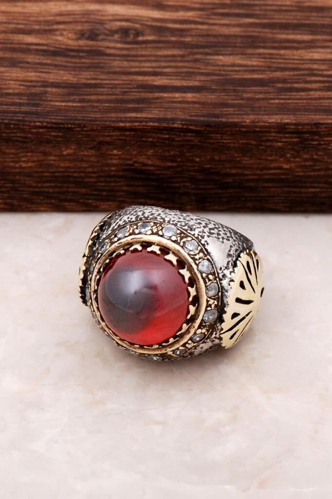 Lal Taşlı Otantik Gümüş Yüzük 212