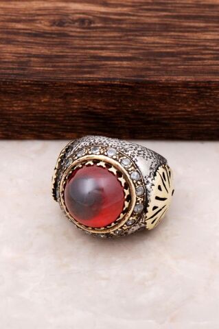 Lal Taşlı Otantik Gümüş Yüzük 212