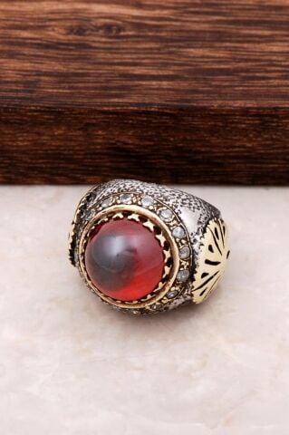 Lal Taşlı Otantik Gümüş Yüzük 212