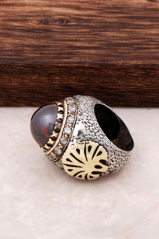 Lal Taşlı Otantik Gümüş Yüzük 212