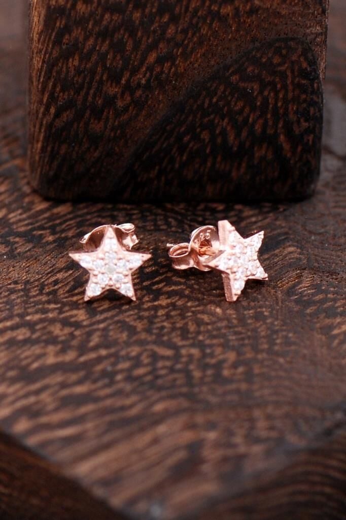 Yıldızlı Rose Gümüş Küpe 2352