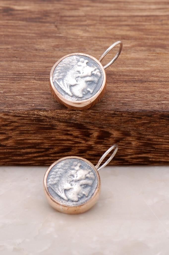 Antik Para Tasarımlı Elişi Gümüş Tasarım Küpe 2598