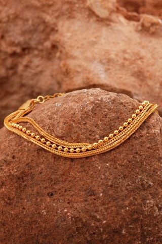 Hasır Elişi Tasarım Altın Yaldızlı Gümüş Bileklik 4428