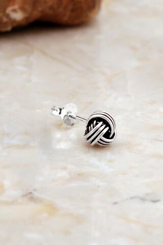 6 Mm Büyük Boy Sarma Elişi Oksitli Gümüş Küpe 7066