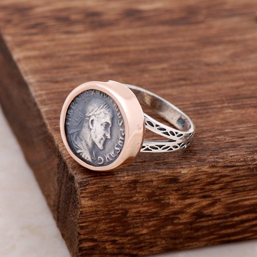 Antik Para Tasarımlı Elişi Gümüş Yüzük 2574