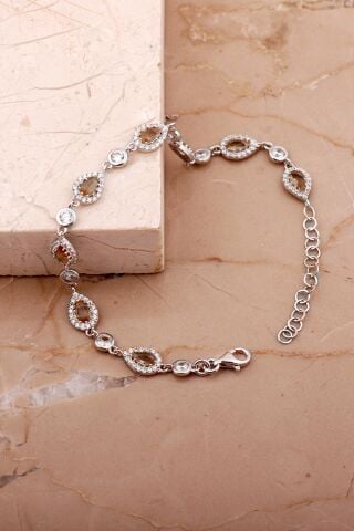 Damla Renk Değiştiren Sultan Taşlı Rodyumlu Gümüş Bileklik 4821