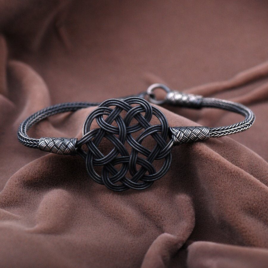 Aşk Düğümü Kazaziye El Sarması Oksitli Gümüş Bileklik 2095