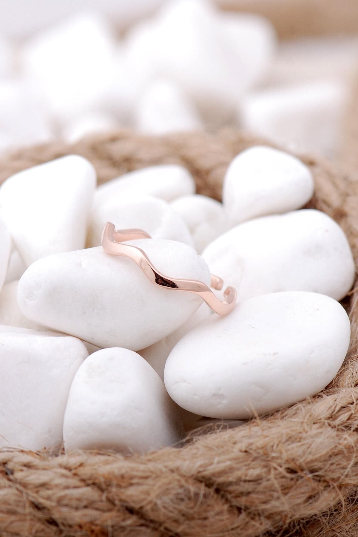 Dalgalı Rose İnce Gümüş Yüzük 3309