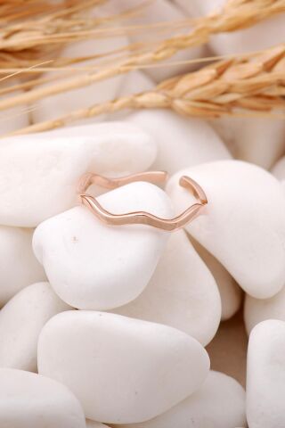 Dalgalı Rose İnce Gümüş Yüzük 3309