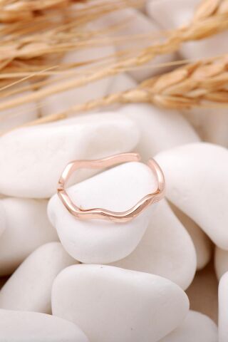 Dalgalı Rose İnce Gümüş Yüzük 3309