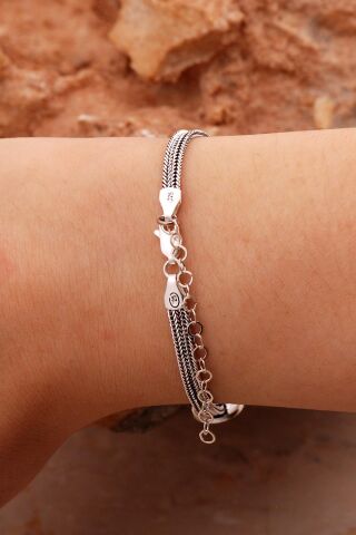 Anadolu Motifli Elişi Hasır Elişi Oksitli Gümüş Bileklik 4433