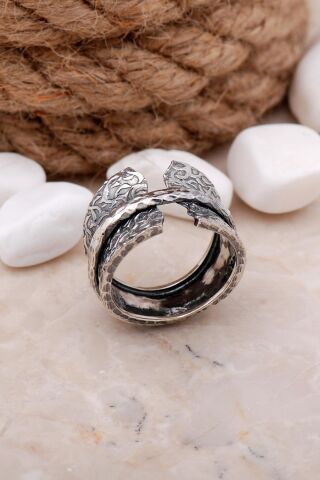 Çekiç Dövme Tasarım Elişi Gümüş Yüzük 3310