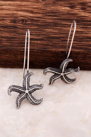 Deniz Yıldızı Tasarımlı Elişi Gümüş Küpe 4267