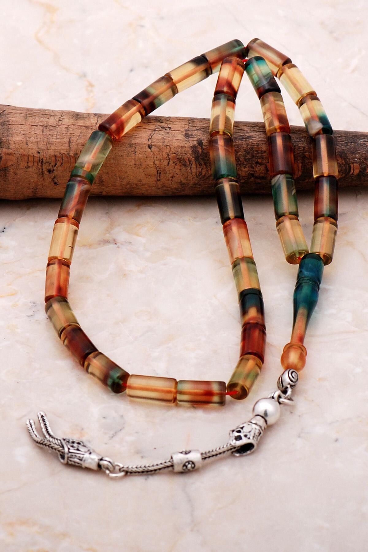 Usta İşi Kesme Ateş Kehribarı Tesbih 314