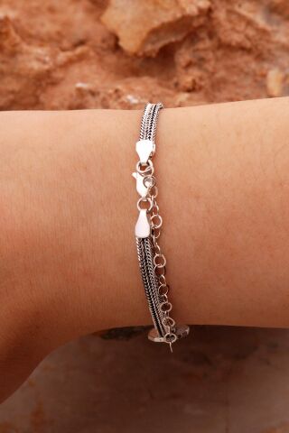 Anadolu Motifli Hasır Elişi Oksitli Gümüş Bileklik 4435