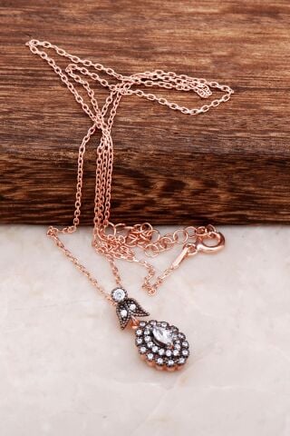 Elmas Montürlü Rose Gümüş Kolye 6521