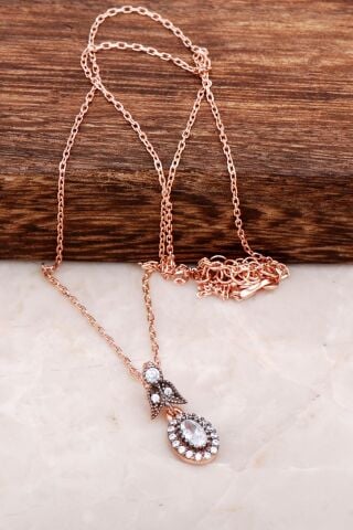 Elmas Montürlü Rose Gümüş Kolye 6522