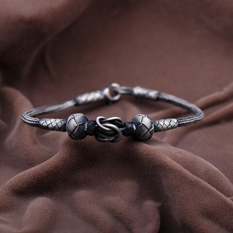 Kazaziye El Sarması Oksitli Gümüş Bileklik 2100