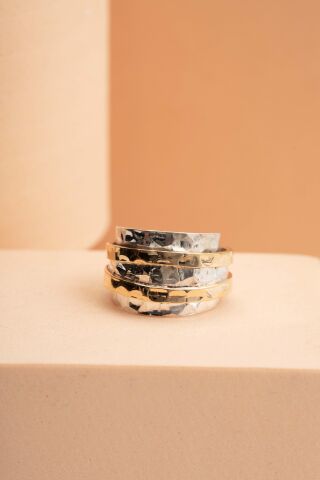 Çekiç Dövme Elişi Gümüş Yüzük 3314