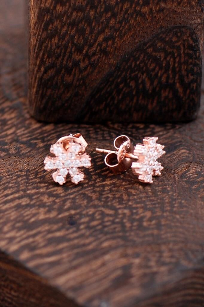 Kar Tanesi Rose Gümüş Küpe 2363