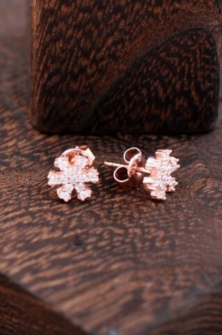 Kar Tanesi Rose Gümüş Küpe 2363