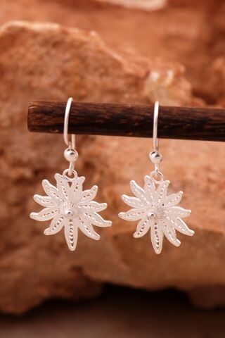 Papatya Telkari Elişi Tasarım Gümüş Küpe 6162