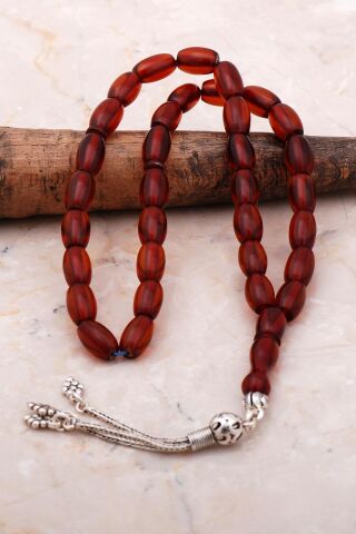 Usta İşi Arpa Kesim Ateş Kehribarı Tesbih 317