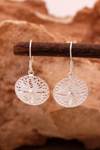 Telkari Elişi Tasarım Gümüş Küpe 6163