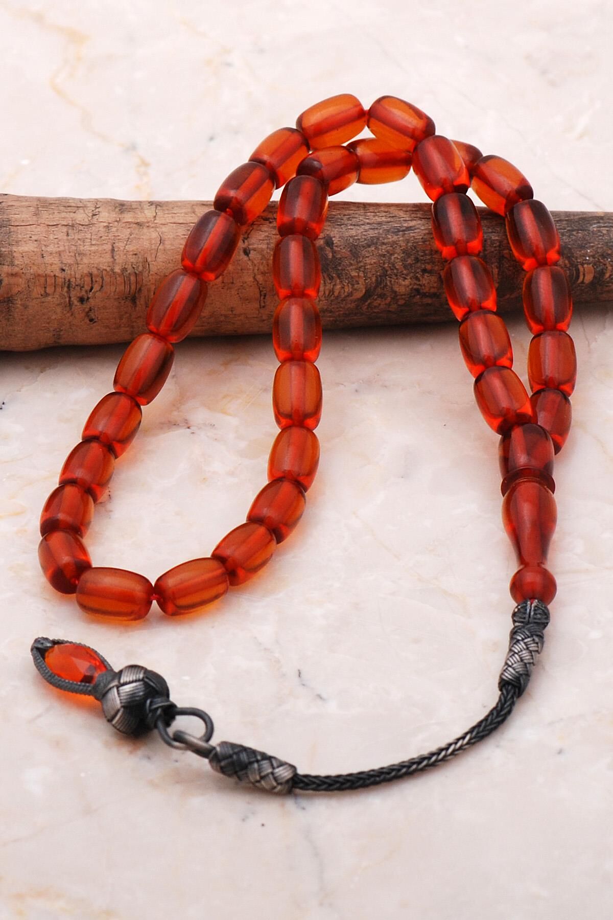 Usta İşi Kapsül Kesim Kazaziye Püsküllü Kehribar Tesbih 318