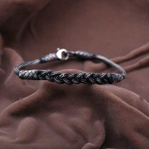 Kazaziye El Sarması Oksitli Gümüş Bileklik  2103