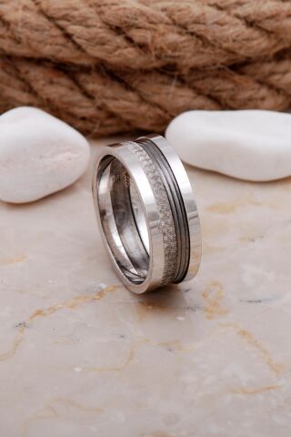 Tasarım Elişi Gümüş Erkek Alyans 58