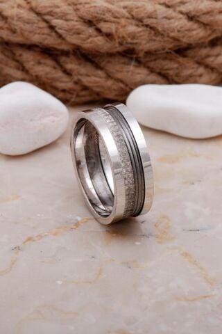 Tasarım Elişi Gümüş Erkek Alyans 58