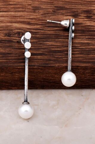 İnci Tasarım Elişi Gümüş Küpe 4274