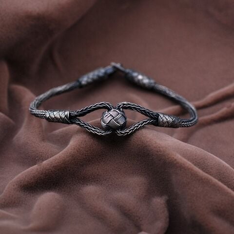 Kazaziye El Sarması Oksitli Gümüş Bileklik  2105