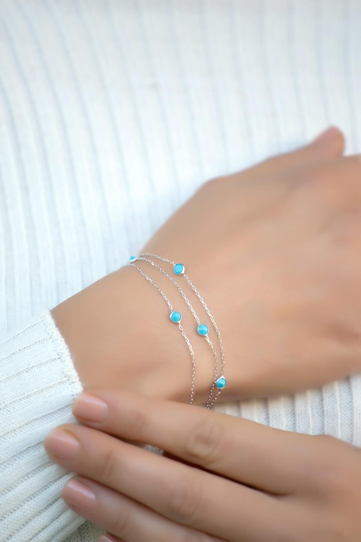 Sıra Taşlı Tasarım Gümüş Bileklik 3200