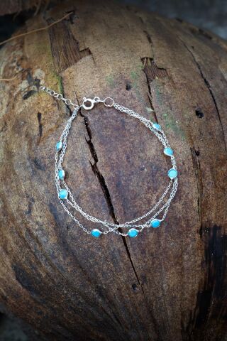 Sıra Taşlı Tasarım Gümüş Bileklik 3200