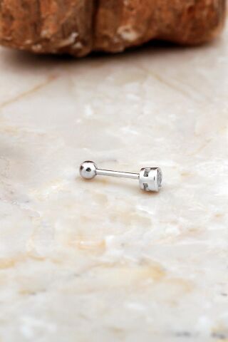 Tektaş Rodyumlu Gümüş Tragus Küpe 7077