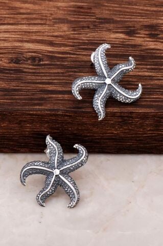 Deniz Yıldızı Tasarım Elişi Gümüş Küpe 4275