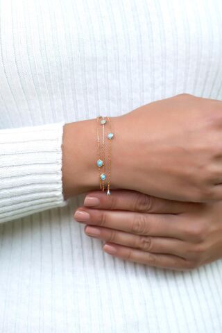 Sıra Taşlı Tasarım Gümüş Bileklik 3201