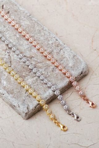 4 mm Elmas Montürlü 925 Ayar Gümüş Bileklik