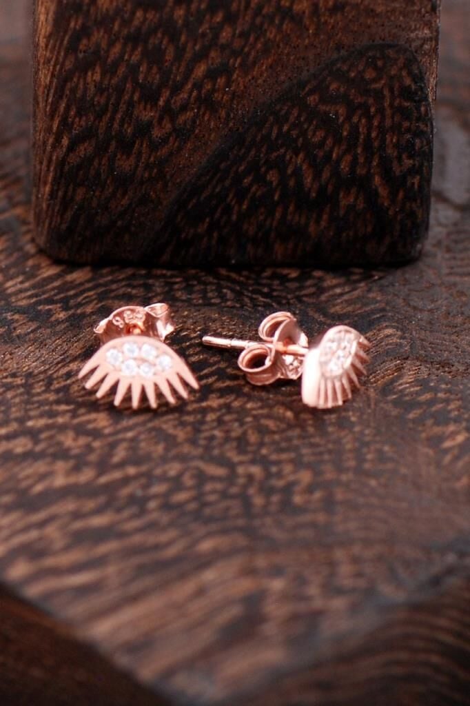 Göz Tasarımlı Rose Gümüş Küpe 2368