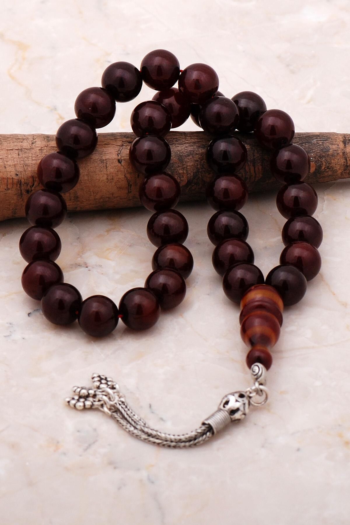 Küre Kesim Sıkma Kehribar Tesbih 323