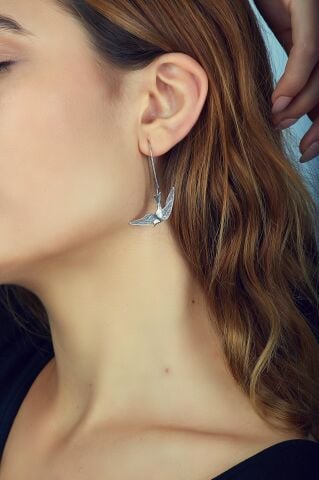 Güvercin Tasarım Elişi Gümüş Küpe 2602