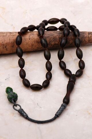 Arpa Kesim Usta İşi Kazaziye Püsküllü Kehribar Tesbih 326