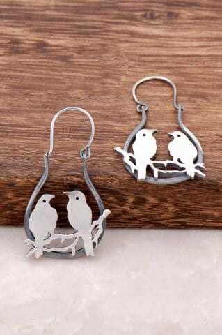 Güvercin Tasarım Elişi Gümüş Küpe 2604