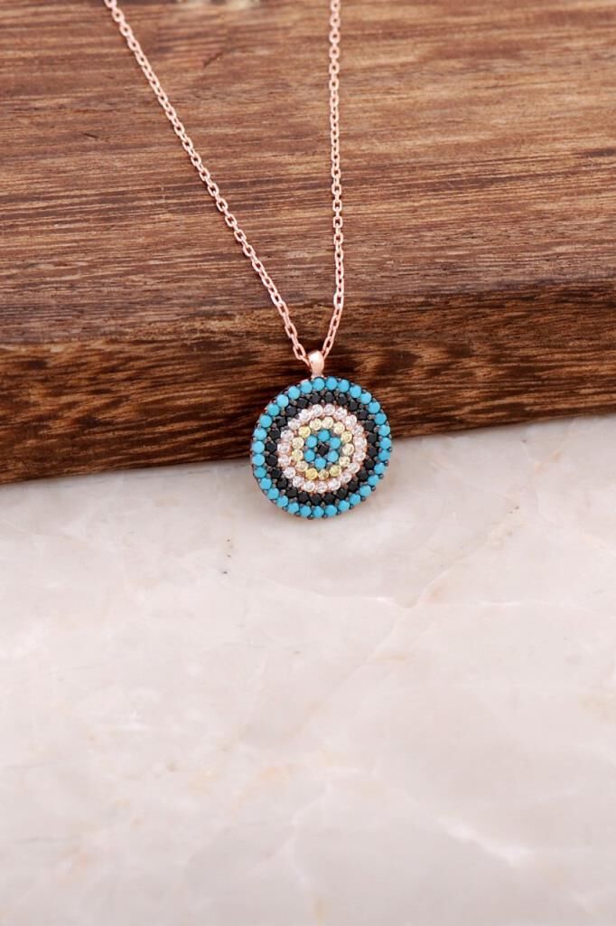 Rose Gümüş Göz Tasarım Kolye 4028